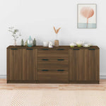 3 Piece Sideboards Brown Oak Engineered Wood 3115787