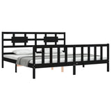 Bed Frame without Mattress Black 200x200 cm Solid Wood Pine 3192580