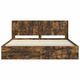 Bed Frame with Storage and Headboard Smoked Oak 180 x 200 cm 3413825