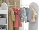 Kids Clothes Rail with Storage Shelf, Boxes, Mirror for Bedroom, Nursery, White T3398P379025