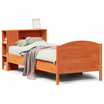 ZNTS Bookcase Bed without Mattress Wax Brown 90x190cm Single Solid Wood Pine 3323088