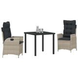 Garden Dining Set with Cushion 3 pcs Light Grey Poly Rattan 3380519