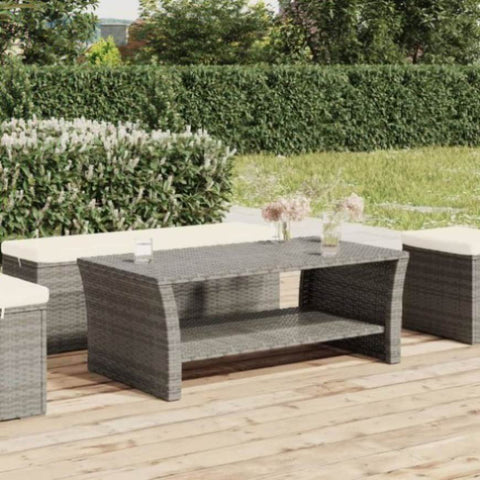 ZNTS Coffee Table Grey 100x50x40 cm Poly Rattan 319391