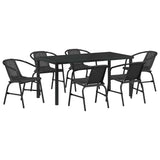 Garden Dining Set 7 pcs Black Powder-Coated Steel 3379384