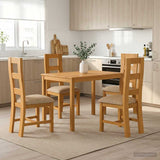 Dining Set 5 pcs Beige Solid Oak Wood 3430248