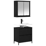 ZNTS 2 Piece Bathroom Furniture Set Black Oak Engineered Wood 3328364