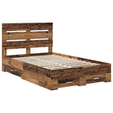 Bed Frame with Drawer Old Wood 135 x 190 cm Engineered Wood 3411986