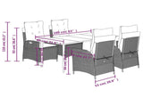 5 Piece Garden Dining Set with Cushions Grey Poly Rattan 3213298