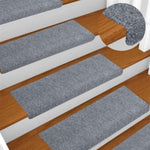 Stair Mats Self-adhesive 15 pcs 65x21x4 cm Light Grey Rectangular Edge 134564