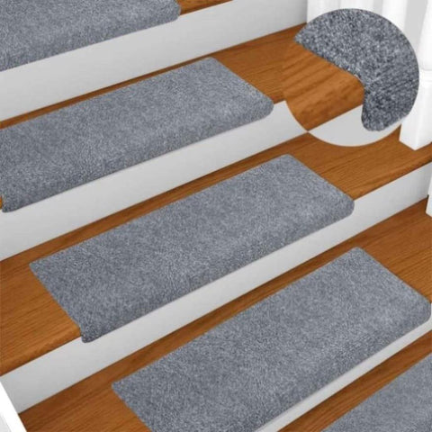 Stair Mats Self-adhesive 15 pcs 65x21x4 cm Light Grey Rectangular Edge 134564