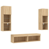 6 Piece TV Wall Units with LED Sonoma Oak Engineered Wood 3216617