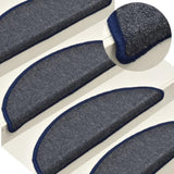 Stair Mats 15 pcs 56x17x3 cm Dark Grey and Blue Half Round 322364