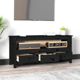 TV Cabinet Black 114x35x52 cm Solid Wood Pine 821506