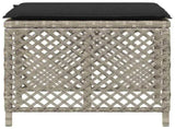 Garden Stools with Cushions 4 pcs Light Grey 41x41x36 cm Poly Rattan 365053
