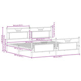 Metal Bed Frame without Mattress Brown Oak 193x201 cm 3325105