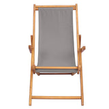 Beach Chair Light Grey Solid Teak Wood 42032667