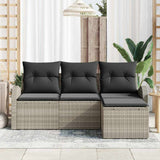 Sofa Set with Cushion with Storage 4 pcs Light Grey Poly Rattan 3354661