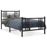 Metal Bed Frame without Mattress with Footboard Black 90x190cm 376334