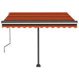 Manual Retractable Awning with LED 350x250 cm Orange and Brown 3069725