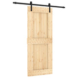 Sliding Door Natural and Black 85 x 210 cm Solid Pine Wood 3444902