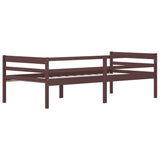 Bed Frame Dark brown Solid Pine wood Single Durable Bed Frame 322054