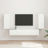 TV Wall Cabinet Set 4 pcs High Gloss White Engineered Wood 3408920