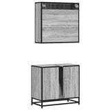 ZNTS 2 Piece Bathroom Furniture Set Grey Sonoma Engineered Wood 3300898