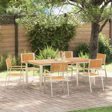 Garden Dining Set 7 pcs Brown Solid teak wood 3334802