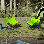 ZNTS Camping Chairs with Pocket Foldable 2 pcs Green 366552