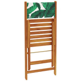 Bistro Chairs 2 pcs Leaf Pattern Solid Wood Acacia and Fabric 367685