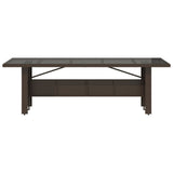 Garden Table with Glass Top Brown 240x90x75 cm Poly Rattan 365598