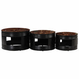 Bar Tables Drum Shape 3 pcs Solid Wood Reclaimed 358936