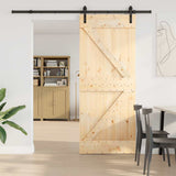 Sliding Door with Hardware Set 85x210 cm Solid Wood Pine 3332611