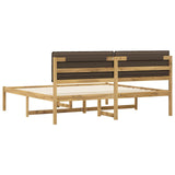 Bed Frame with Upholstered Headboard Whitewash and Taupe 3405094