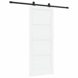 Sliding Door White and Black 83 x 202 cm Solid Pine Wood 3333365