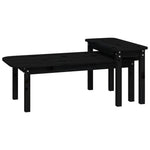 ZNTS 2 Piece Coffee Table Set Black Solid Wood Pine 822366