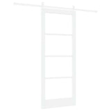 Sliding Door White 83 x 202 cm Solid Pine Wood and Glass 3332418