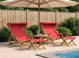 Deck Chair 4 pcs 3 Position Solid Eucalyptus Wood Red 3407796