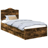 Bed Frame with Drawer Smoked Oak 100 x 200 cm Engineer Wood 3413447