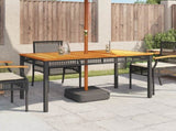 Garden Table Black 140x80x75 cm Poly Rattan Acacia Wood 366276