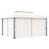 Gazebo with Curtain&LED String Lights 4x3 m Cream White 3070353