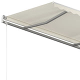 ZNTS Manual Retractable Awning with Posts 4x3.5 m Cream 3070017