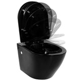 Wall Hung Toilet with Concealed Cistern Ceramic Black 3054478