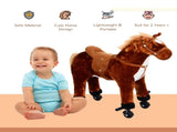 Plush Walking Horse Ride On Toy with Wheels and Realistic Sounds Rocking Horse for Girls Boys 2 T3398P422155