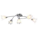 289236 Ceiling Lamp with Transparent Glass Shades for 5 E14 Bulbs Tulip