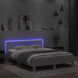 Bed Frame with LED White 152 x 203 cm Engineered Wood 3402852