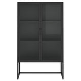 Highboard Black 80x35x135 cm Steel and Tempered Glass 335883