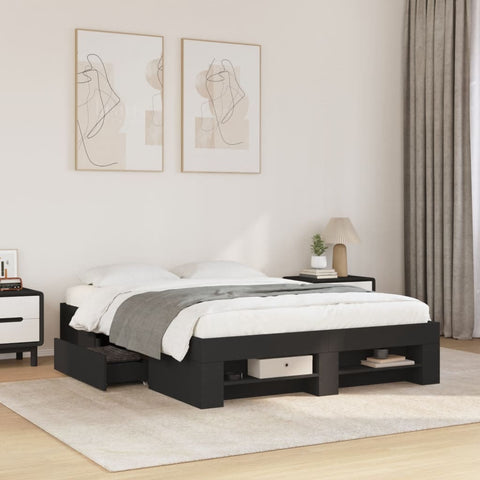 Bed Frame without Mattress Black 140x190 cm Engineered Wood 3295500