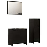 ZNTS 3 Piece Bathroom Furniture Set Black Engineered Wood 3056926