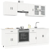 ZNTS 8 Piece Kitchen Cabinet Set Kalmar High Gloss White Engineered Wood 3314843